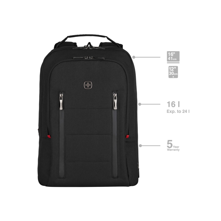 Wenger - Laptop hátizsák 16 l 16 tabletzsebbel 12 City Traveler fekete