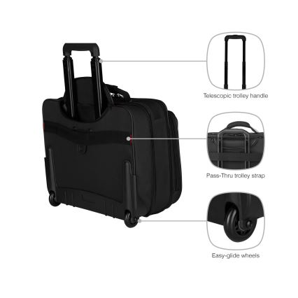 Wenger - Utazóbőrönd kerekeken 29 l + Laptop tartó 15,6 Granada fekete