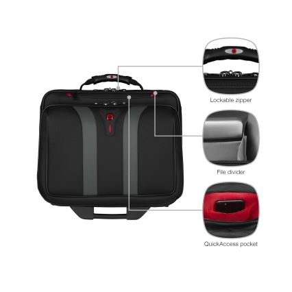 Wenger - Utazóbőrönd kerekeken 29 l + Laptop tartó 15,6 Granada fekete