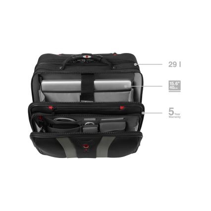 Wenger - Utazóbőrönd kerekeken 29 l + Laptop tartó 15,6 Granada fekete