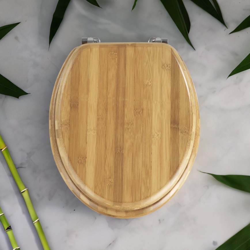 WENKO 144726100 - WC-ülőke BAMBOO 34x41 cm barna/ezüst