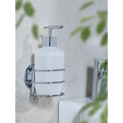 WENKO 18777100-Szappanadagoló TURBO-LOC KEREK ACÉL 7,5x16,5 cm fényes króm/fehér