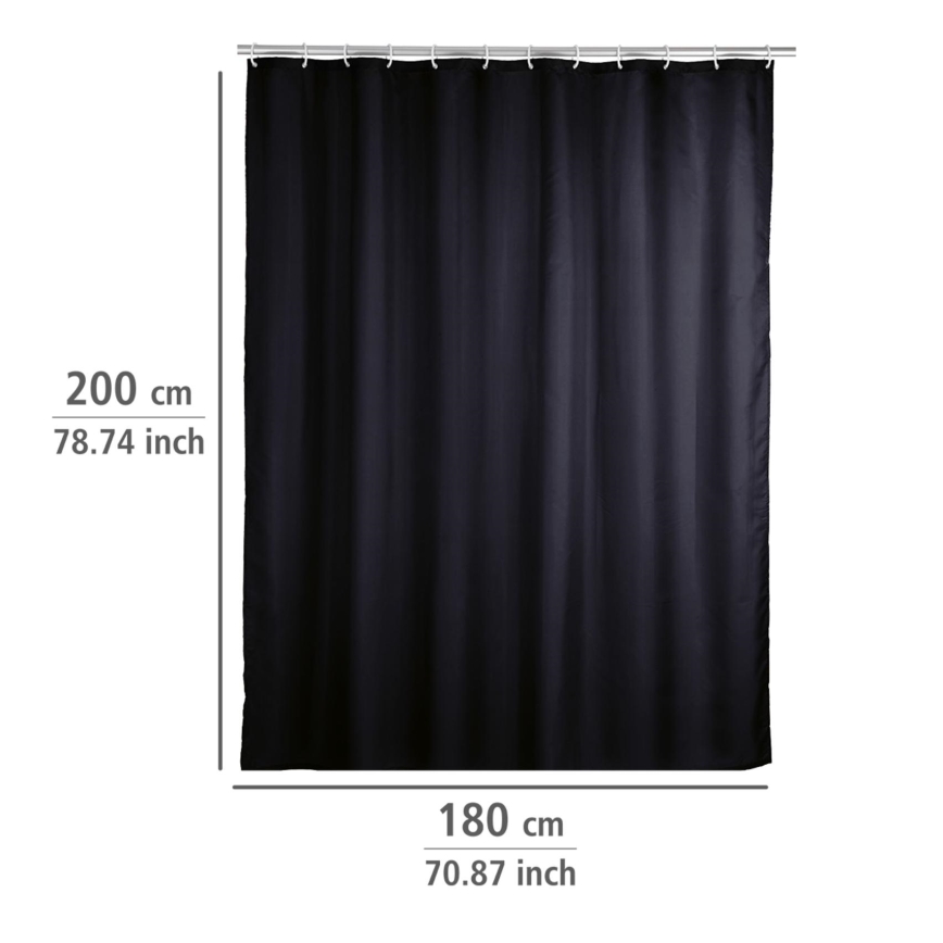 WENKO 20043100 - Zuhanyfüggöny 180x200 cm fekete
