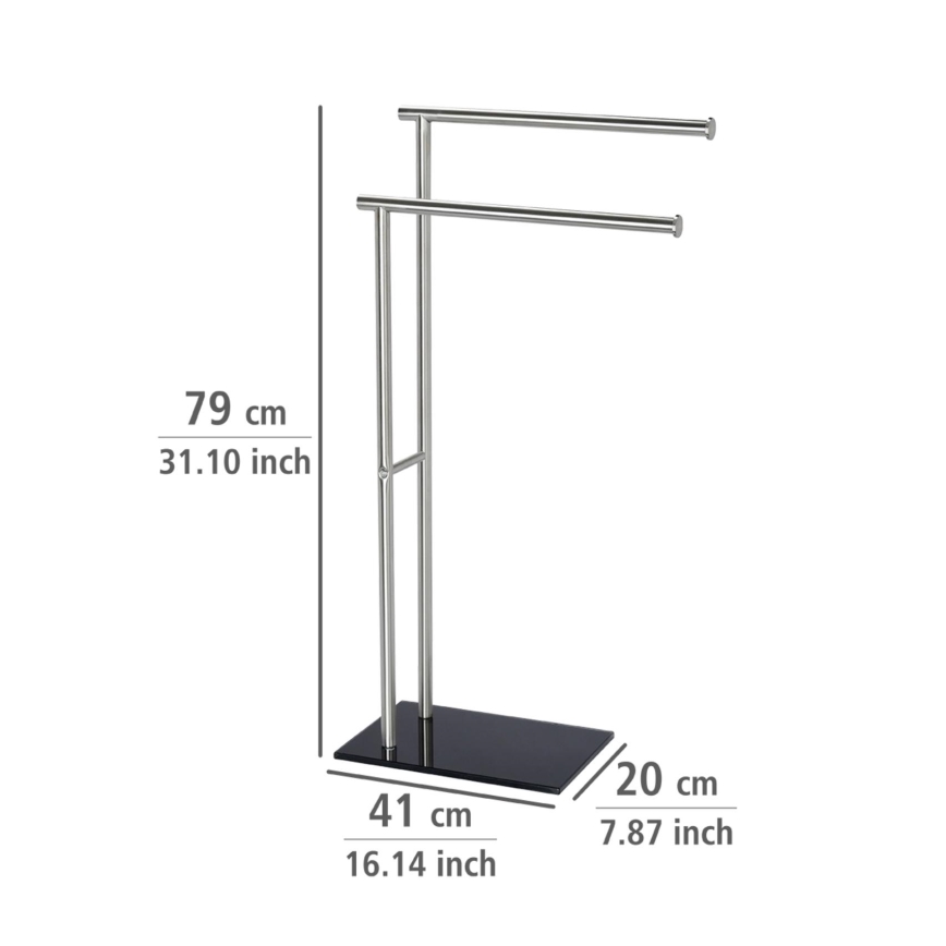 WENKO 20390100 - LIMA törölközőtartó állvány 41x79 cm rozsdamentes acél/szatén/fekete