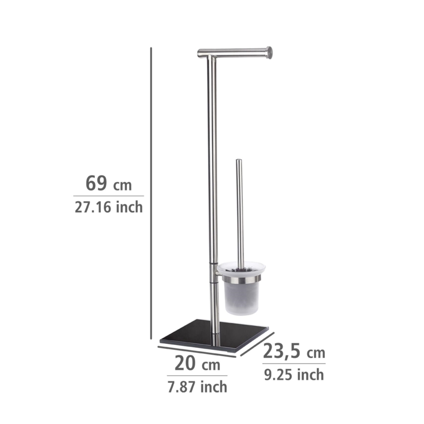 WENKO 20391100 - WC-kefe LIMA 23,5 x 69 cm rozsdamentes acél/szatén/fekete