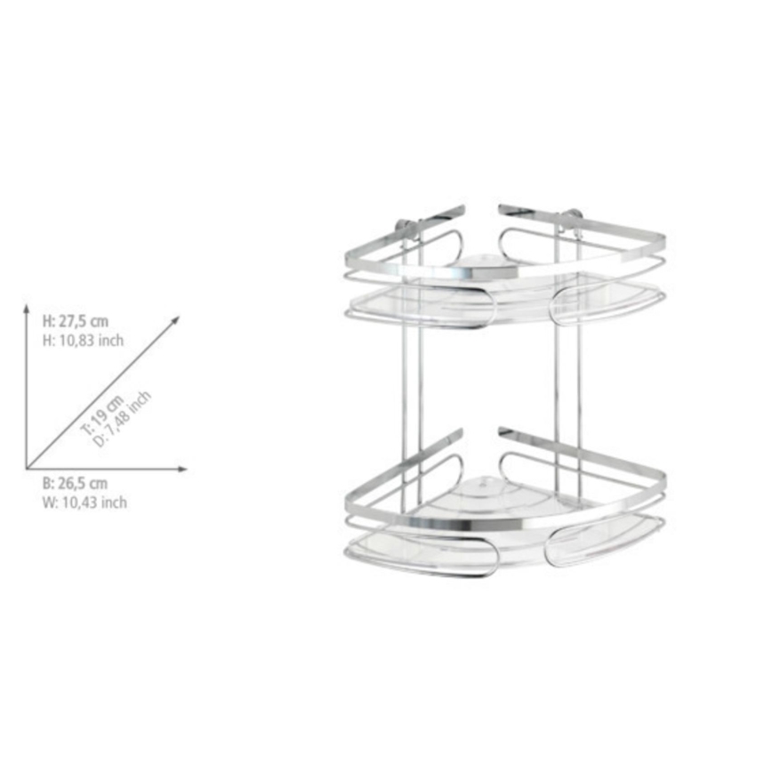 WENKO 20412100-Sarokpolc PREMIUM rozsdamentes acél 26,5x27,5 cm rozsdamentes acél/ezüstszínű