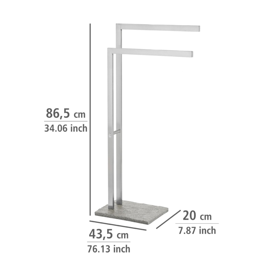 WENKO 20603100 - Törölközőtartó GRANIT 43,5x86,5 cm rozsdamentes acél/szatén/szürke