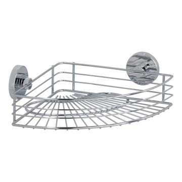 WENKO 20887100 - VACUUM-LOC kerek acél polc, 31x22,5 cm, fényes króm