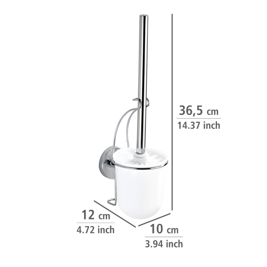 WENKO 20898100-WC kefe VACUUM-LOC MILAZZO 10x34 cm rozsdamentes acél/fényes króm/fehér