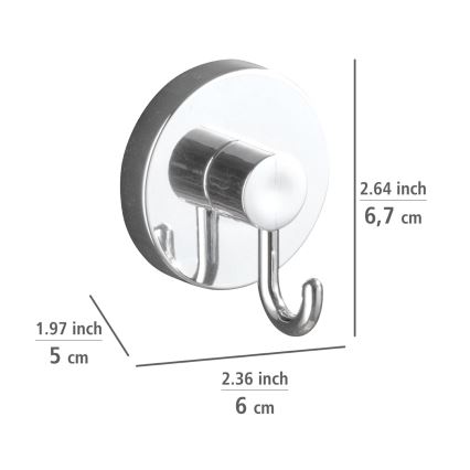WENKO 20900100 - Vákuumos kampó VACUUM-LOC, kerek, acél, 6 x 6,7 cm, fényes króm