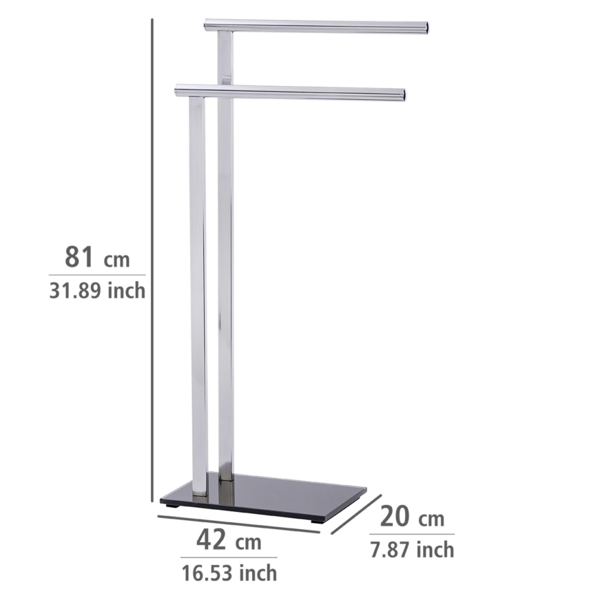 WENKO 22090100 - LAVA törölközőtartó 42x81 cm rozsdamentes acél/ezüst/fekete