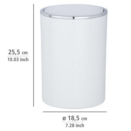WENKO 22554100 - INCA szemetes 18,5x25,5 cm fehér/fényes króm