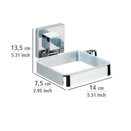 WENKO 22682100 -Hajszárító tartó VACUUM-LOC QUADRO ED 13,5x14 cm ezüst/króm