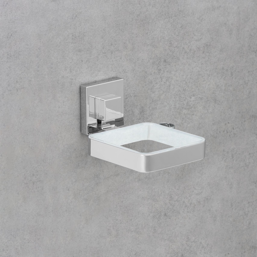 WENKO 22682100 -Hajszárító tartó VACUUM-LOC QUADRO ED 13,5x14 cm ezüst/króm