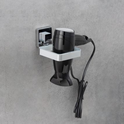 WENKO 22682100 -Hajszárító tartó VACUUM-LOC QUADRO ED 13,5x14 cm ezüst/króm