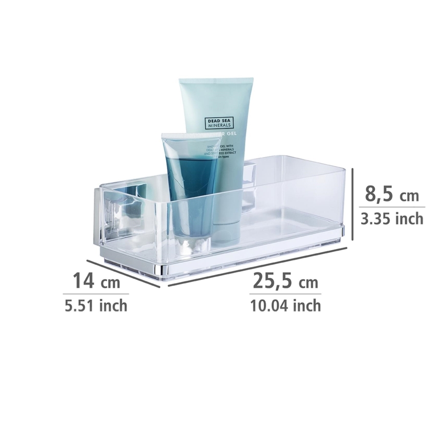 WENKO 22692100-Polc VACUUM-LOC QUADRO ED 25,5x14 cm ezüst/átlátszó