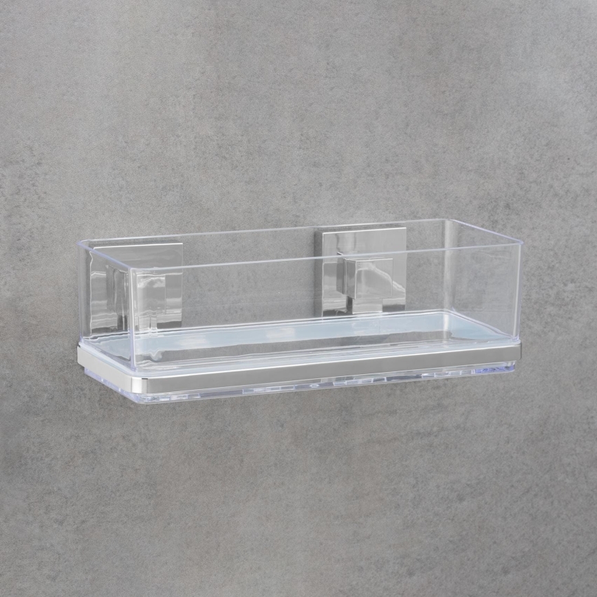 WENKO 22692100-Polc VACUUM-LOC QUADRO ED 25,5x14 cm ezüst/átlátszó
