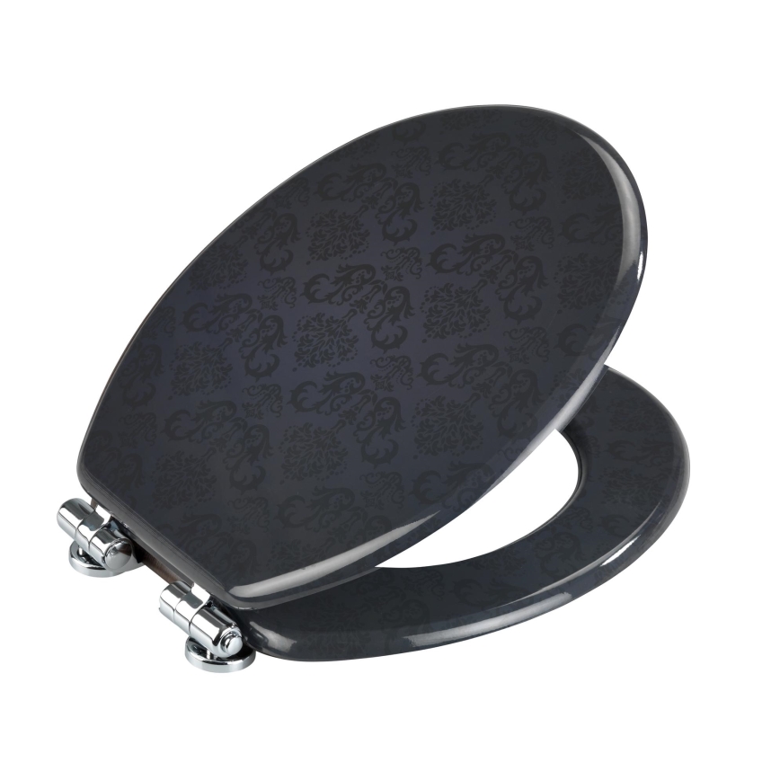 WENKO 22977100-WC-ülőke BELLEVUE 35,5x42,5 cm antracit/ezüst