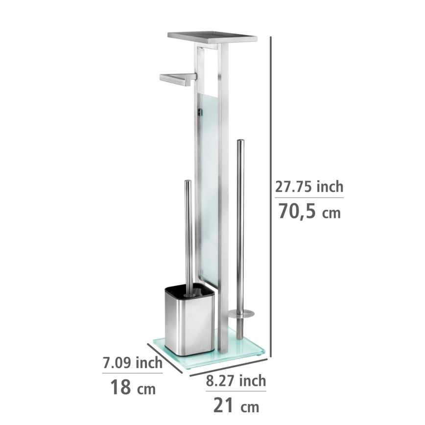 WENKO 23364100 - WC-kefe DEBAR 21x70,5 cm rozsdamentes acél/szatén/fehér