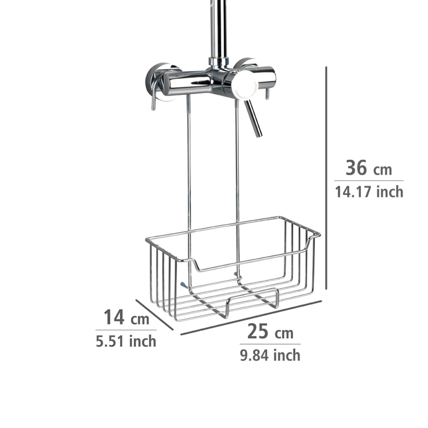 WENKO 23499100 - Zuhanypolc MILO 25x36 cm rozsdamentes acél/ezüst/átlátszó