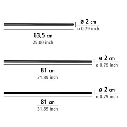 WENKO 23565100 - Fekete rúd 2x2 cm