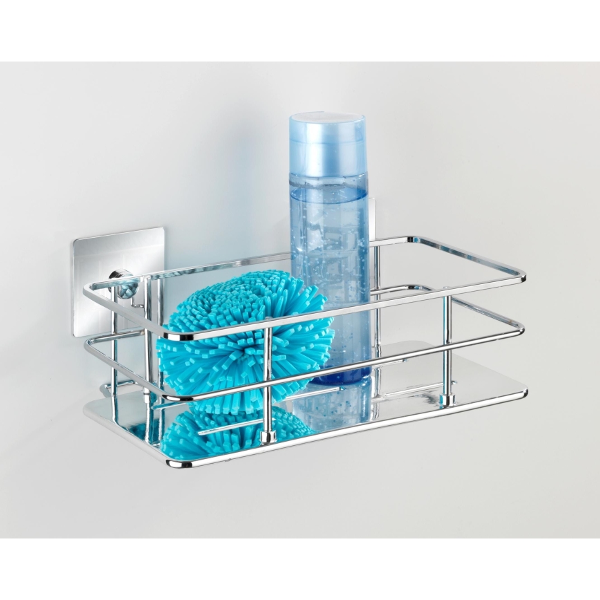 WENKO 23854800-polc TURBO-LOC QUADRO ED. 24x14,5 cm rozsdamentes acél/fényes króm