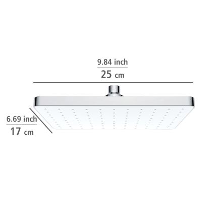 WENKO 24001100 - Zuhanyfej automatikus tisztítással, 25 x 17 cm, fényes króm/fehér