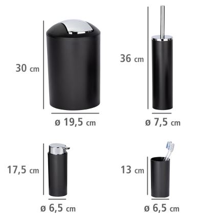 WENKO 24078800 - CALVO szett 6,5 x 13 cm, fekete/fényes króm