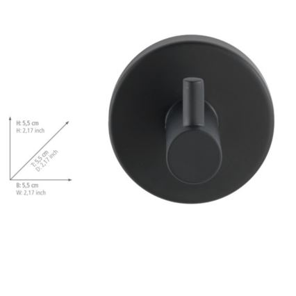 WENKO 24232100-BOSIO BLACK kampó 5,5x5,5 cm rozsdamentes acél/ezüstszínű