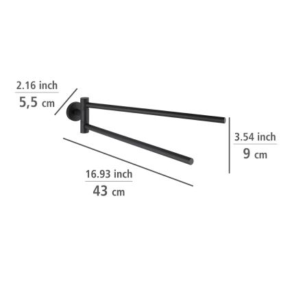 WENKO 24238100-törölközőtartó BOSIO BLACK 5,5x43 cm rozsdamentes acél/ezüst