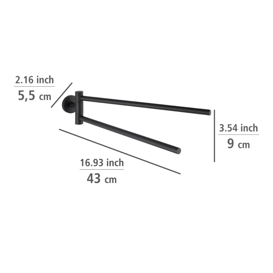 WENKO 24238100-törölközőtartó BOSIO BLACK 5,5x43 cm rozsdamentes acél/ezüst