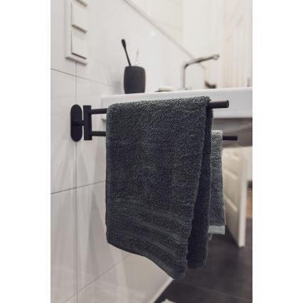 WENKO 24238100-törölközőtartó BOSIO BLACK 5,5x43 cm rozsdamentes acél/ezüst
