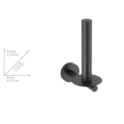 WENKO 24262100-WC-papírtartó BOSIO BLACK 8x18 cm rozsdamentes acél/ezüstszínű