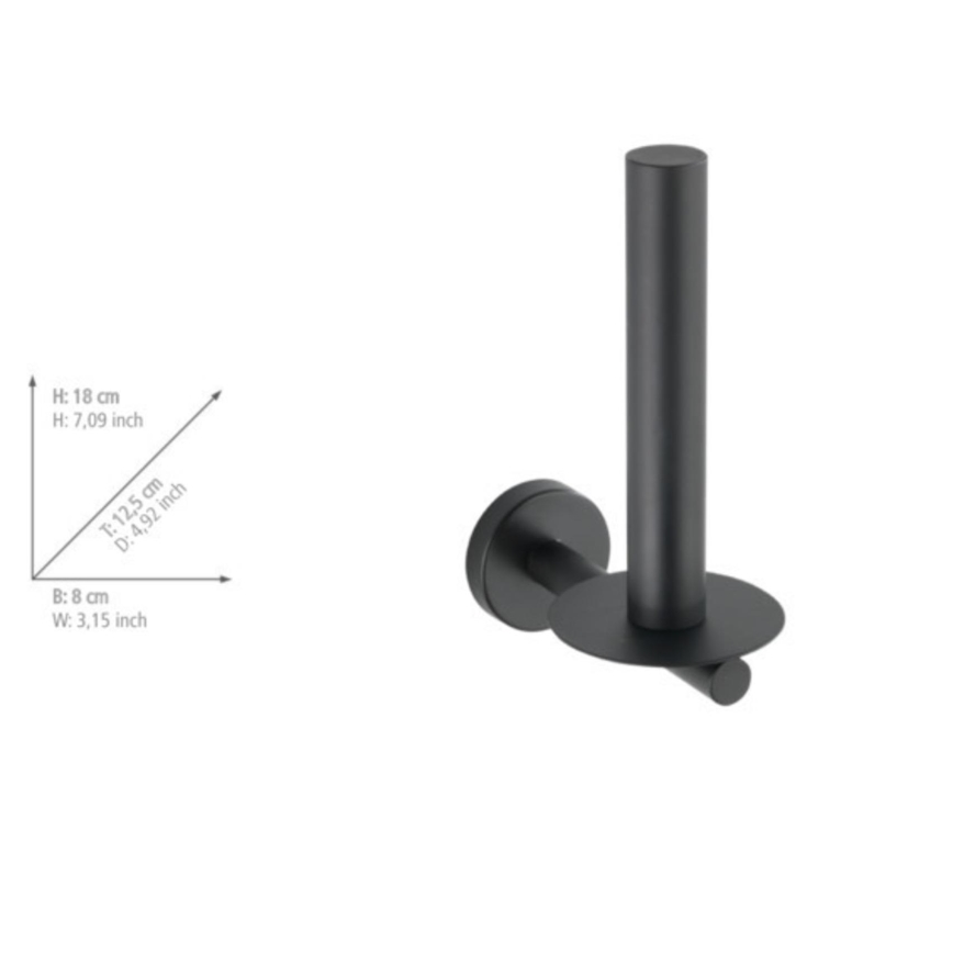WENKO 24262100-WC-papírtartó BOSIO BLACK 8x18 cm rozsdamentes acél/ezüstszínű