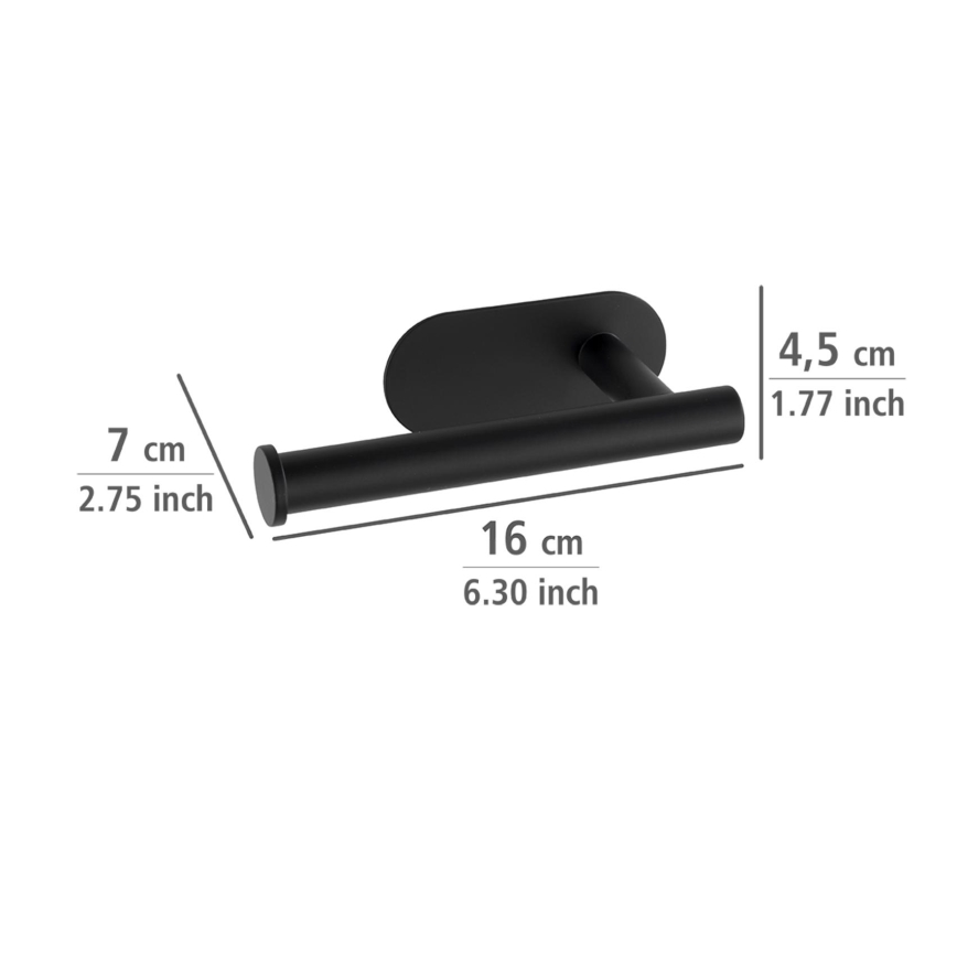 WENKO 24287100 - TURBO-LOC OREA BLACK WC-papírtartó, 16 x 7 cm, nemesacél/fekete