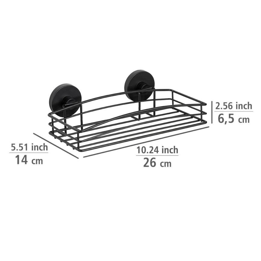 WENKO 24732100 - VACUUM-LOC kerek polc, 26 x 14 cm, fekete