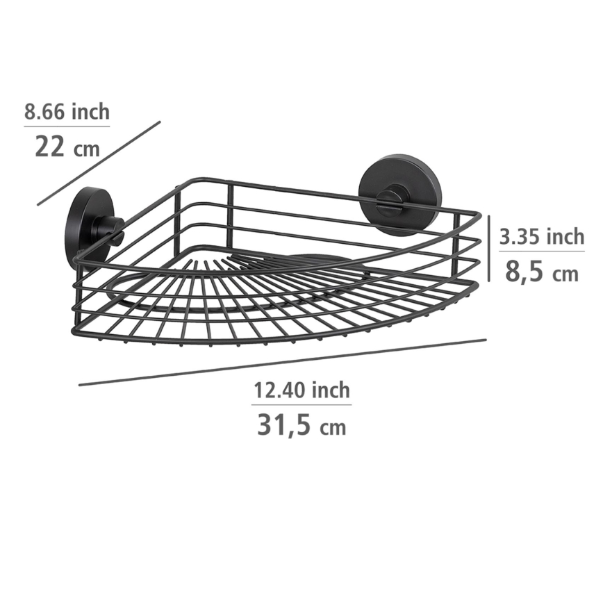 WENKO 24735100-Polc VACUUM-LOC kerek fekete 35x22,5 cm
