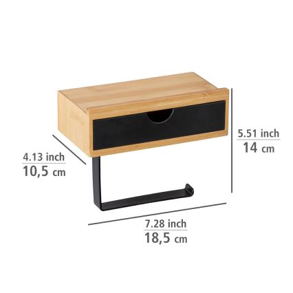 WENKO 24754100 - BAMBUSA WC-papír tartó 18,5 x 14 cm barna/fekete