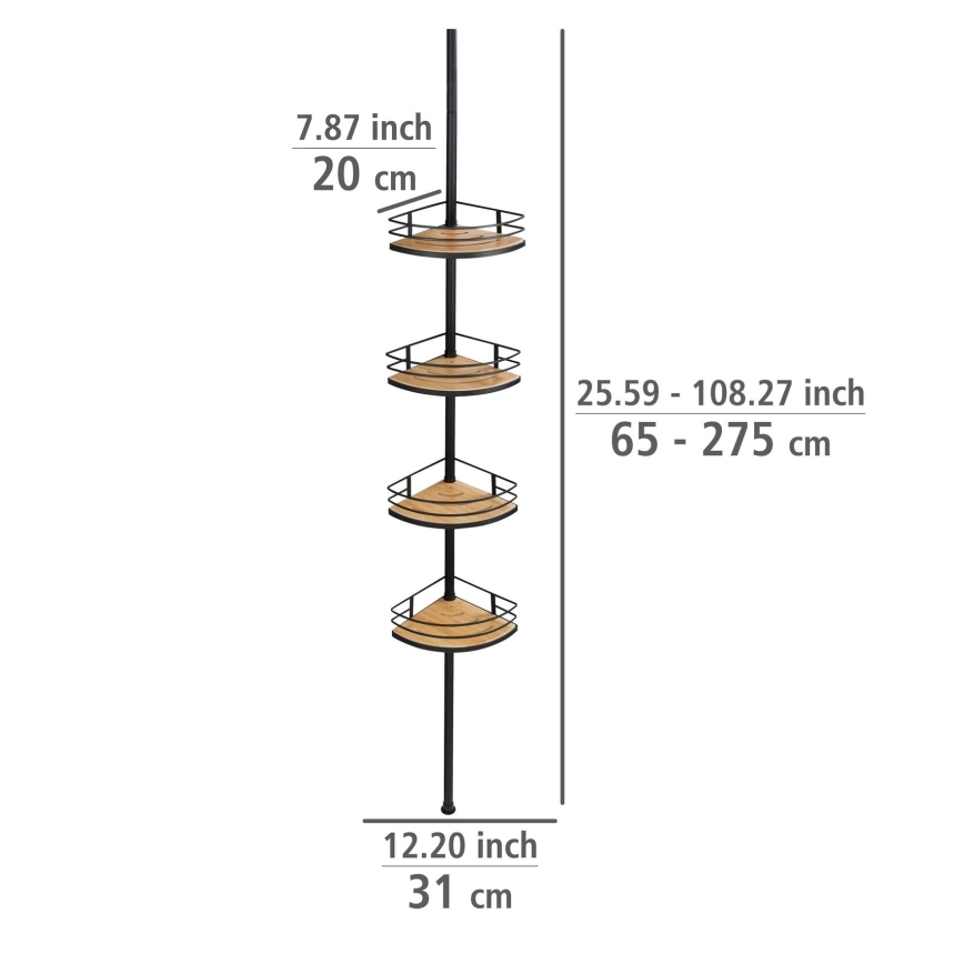 WENKO 24756100-Sarokpolc DOLCEDO 31x20 cm rozsdamentes acél/fekete/barna
