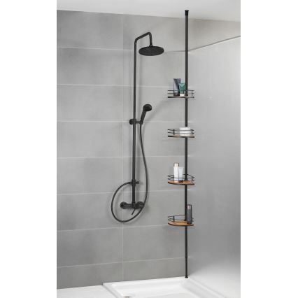WENKO 24756100-Sarokpolc DOLCEDO 31x20 cm rozsdamentes acél/fekete/barna