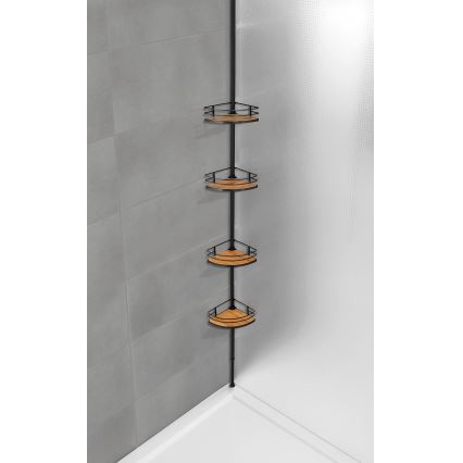 WENKO 24756100-Sarokpolc DOLCEDO 31x20 cm rozsdamentes acél/fekete/barna