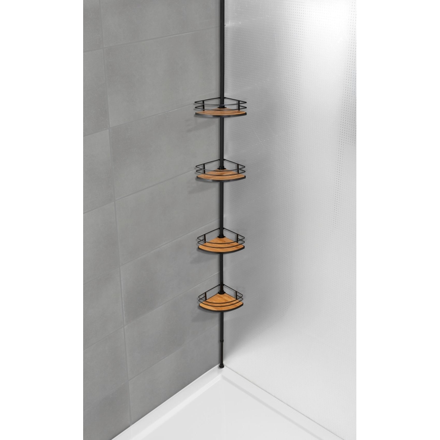 WENKO 24756100-Sarokpolc DOLCEDO 31x20 cm rozsdamentes acél/fekete/barna