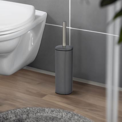 WENKO 24777100 - WC szett ALASSIO 9,3x39,2 cm rozsdamentes acél/szürke