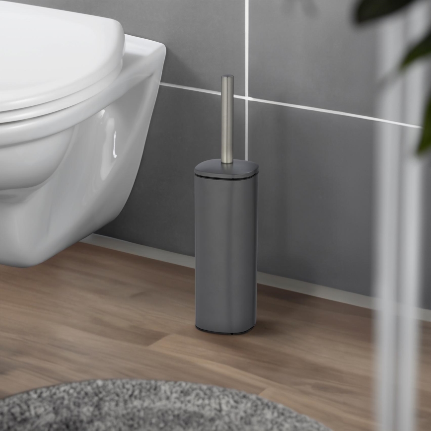 WENKO 24777100 - WC szett ALASSIO 9,3x39,2 cm rozsdamentes acél/szürke