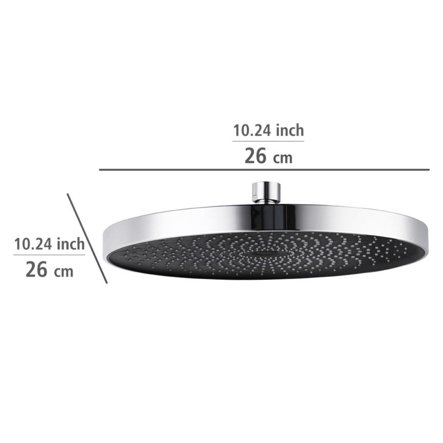 WENKO 24910100 - SOFTWATER zuhanyfej 26x26 cm fényes króm/fekete