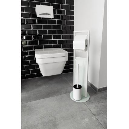 WENKO 24983800 - WC szett RAVINA 20x70 cm rozsdamentes acél/fehér