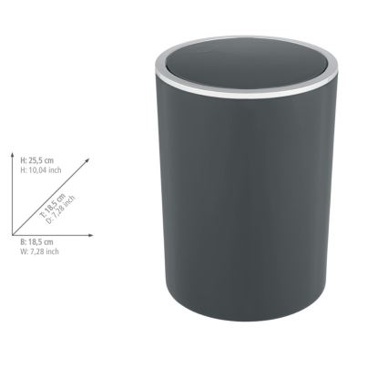 WENKO 25146100 - INCA kosár, 18,5x25,5 cm, antracit/fényes króm