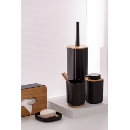 WENKO 25304100 - WC-szett ROTELLO 10x36 cm fekete/barna