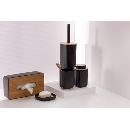 WENKO 25304100 - WC-szett ROTELLO 10x36 cm fekete/barna
