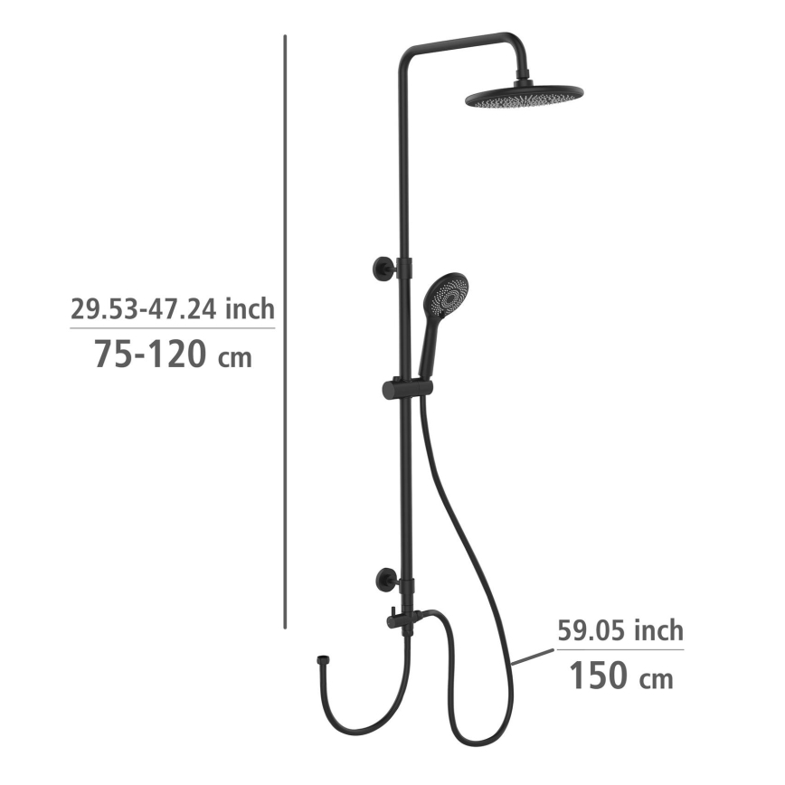 WENKO 25311100 - WATERSAVING SYSTEM zuhanykészlet 120 cm fekete